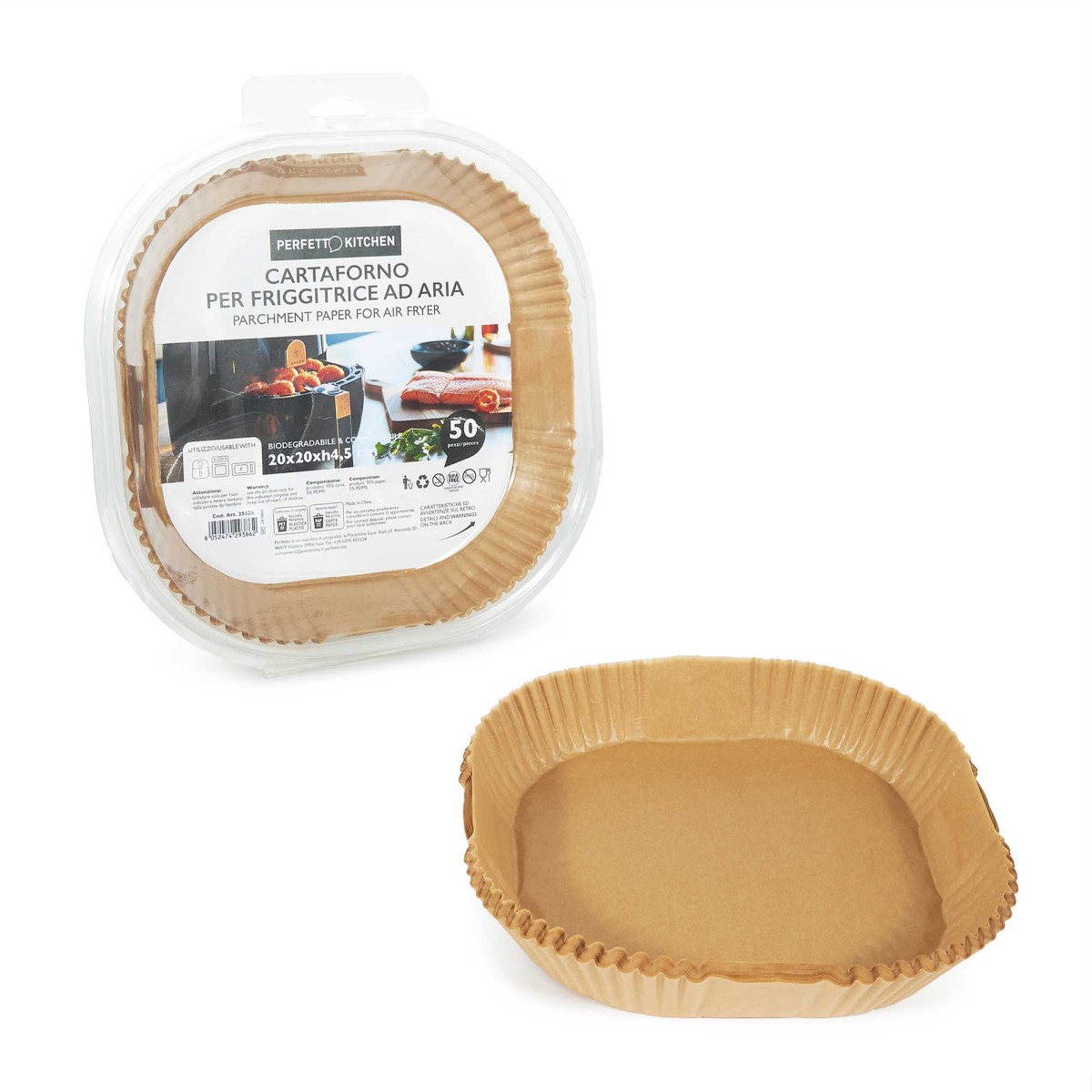 Carta Forno per friggitrice ad aria 20x20cm - 50 pz